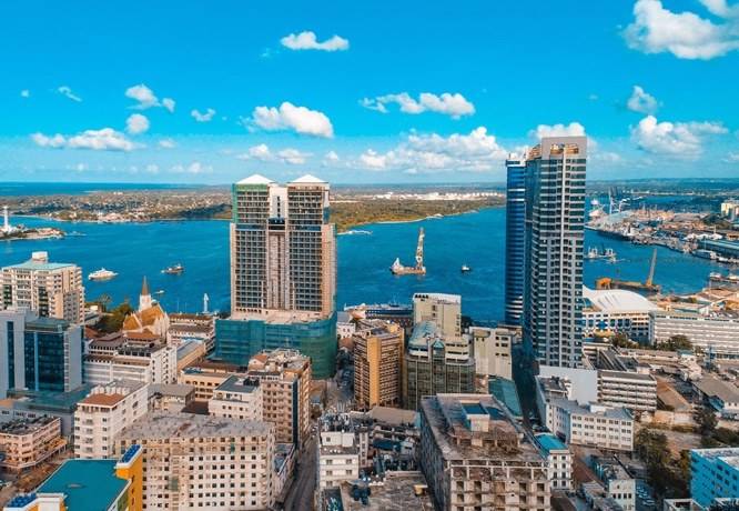 Dar es Salaam skyline and harbour by day